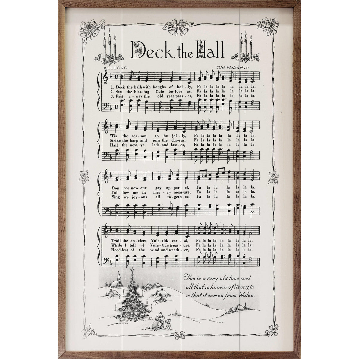 Deck The Hall Sheet Music Printed and Framed Wall Sign