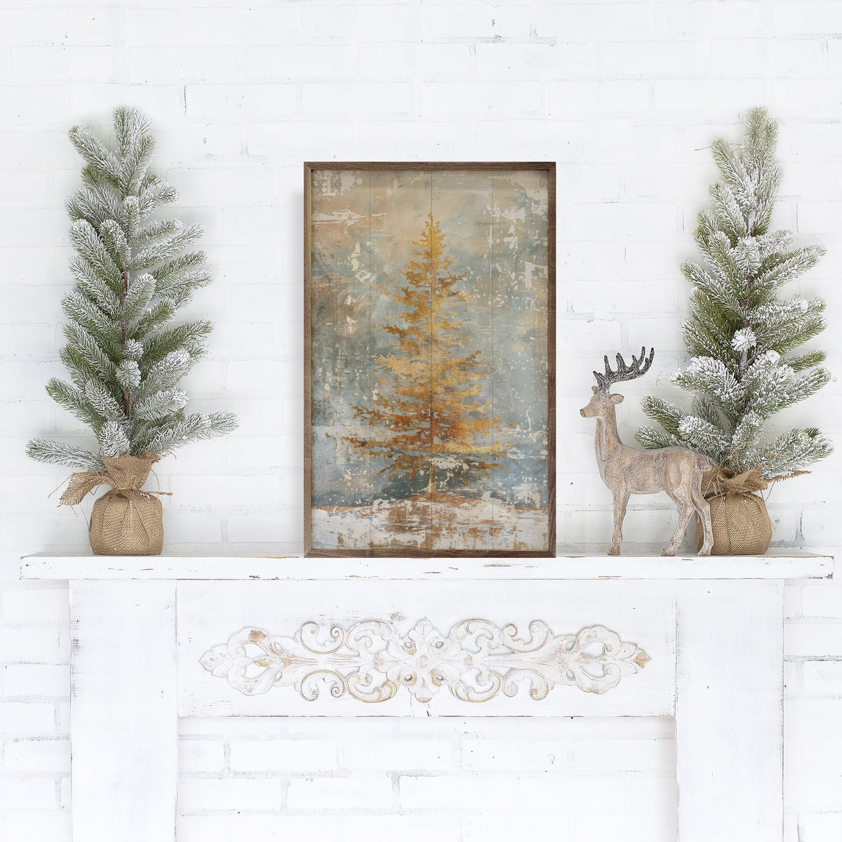 Distressed Gold Tree I By Petals Prints Design Printed and Framed Wall Sign