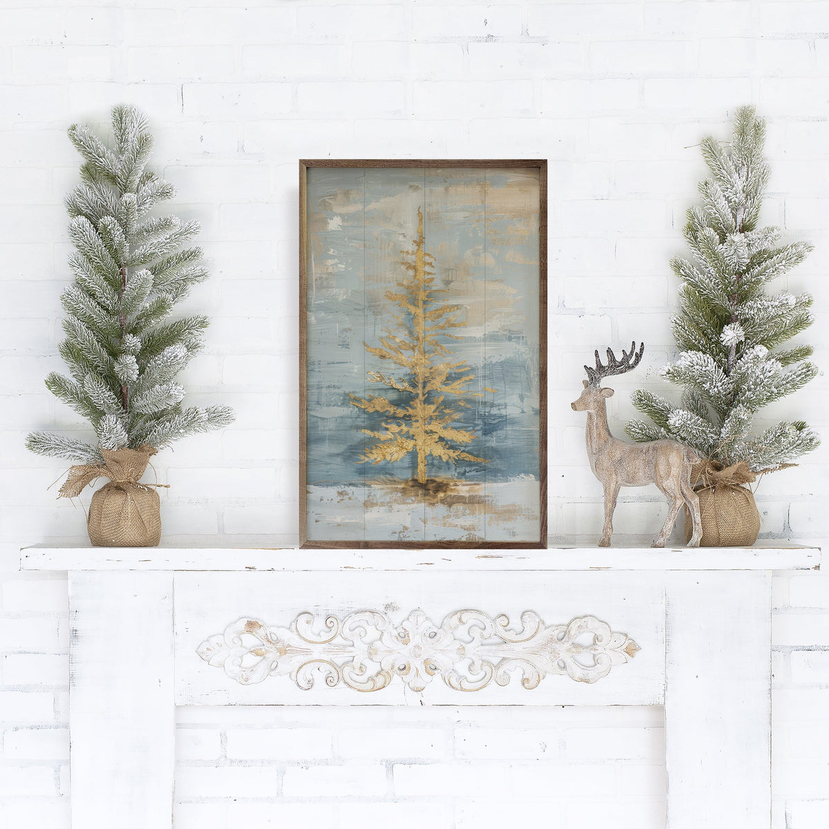 Distressed Gold Tree II By Petals Prints Design Printed and Framed Wall Sign
