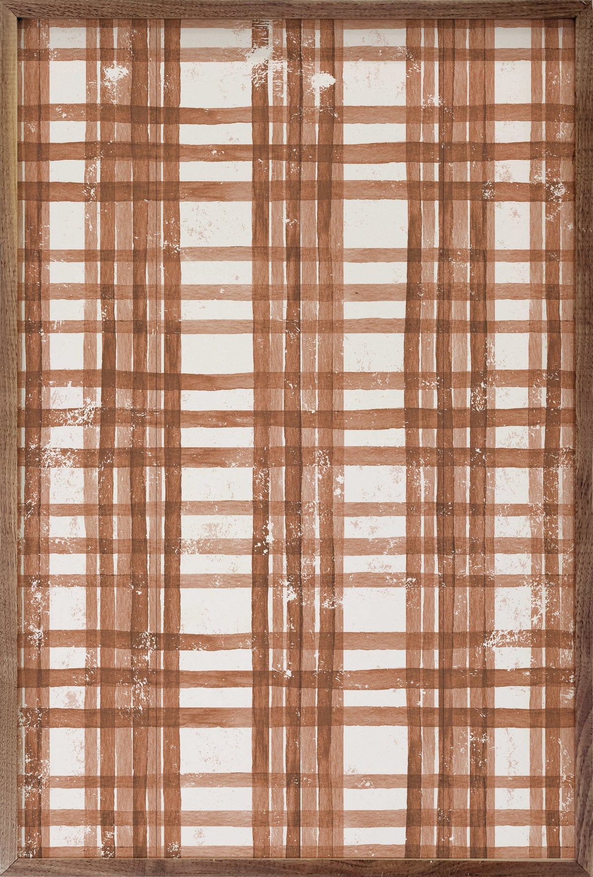 Fall Watercolor Plaid Orange Printed and Framed Wall Sign