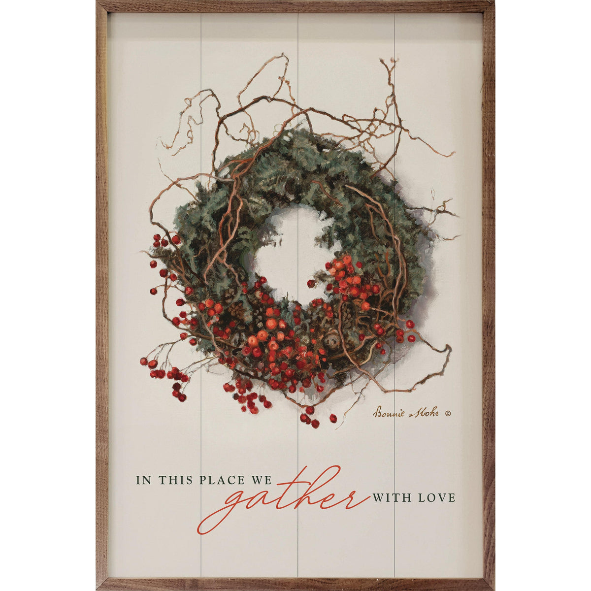 Gathering Wreath I By Bonnie Mohr Printed and Framed Wall Sign