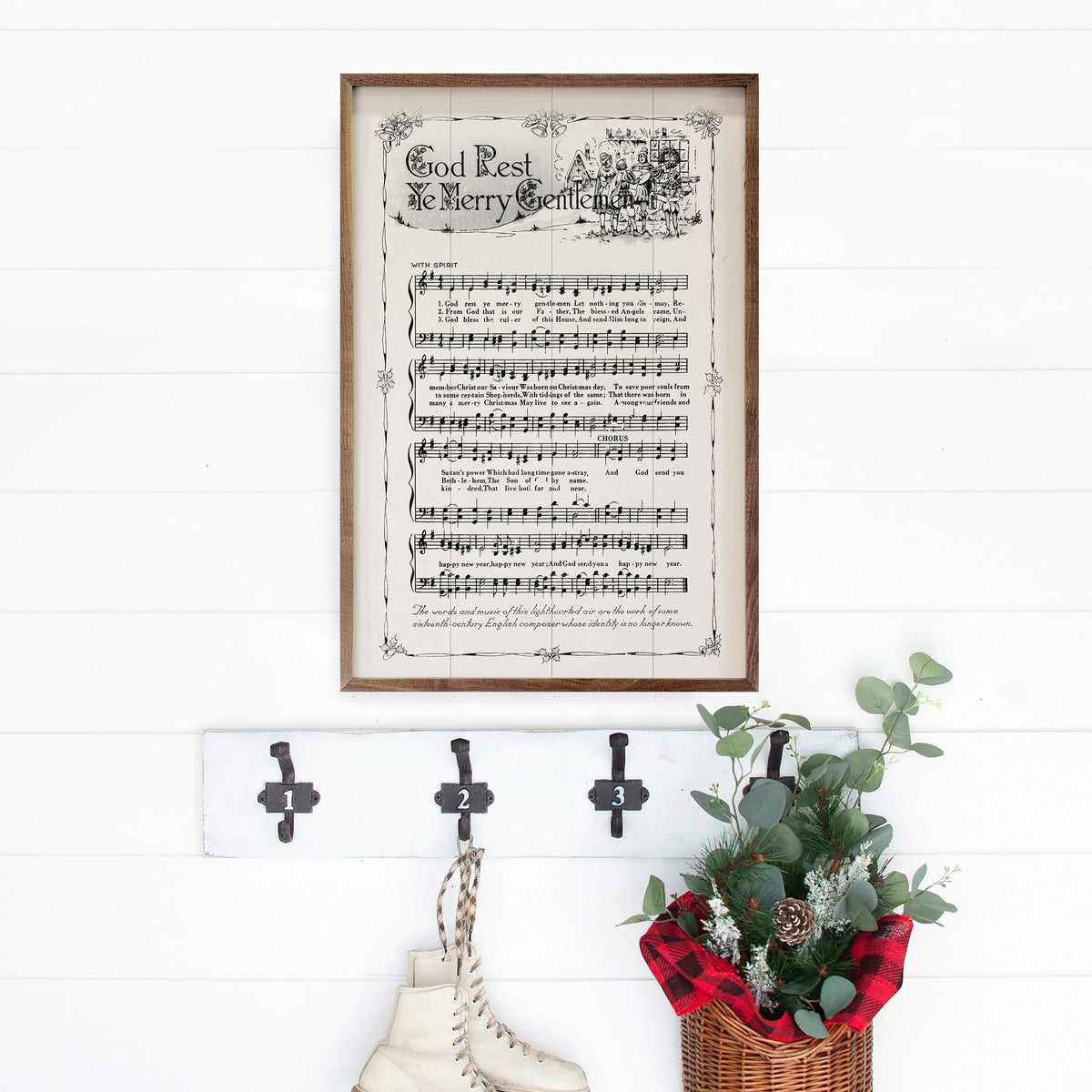 God Rest Ye Merry Gentlemen Sheet Music Printed and Framed Wall Sign