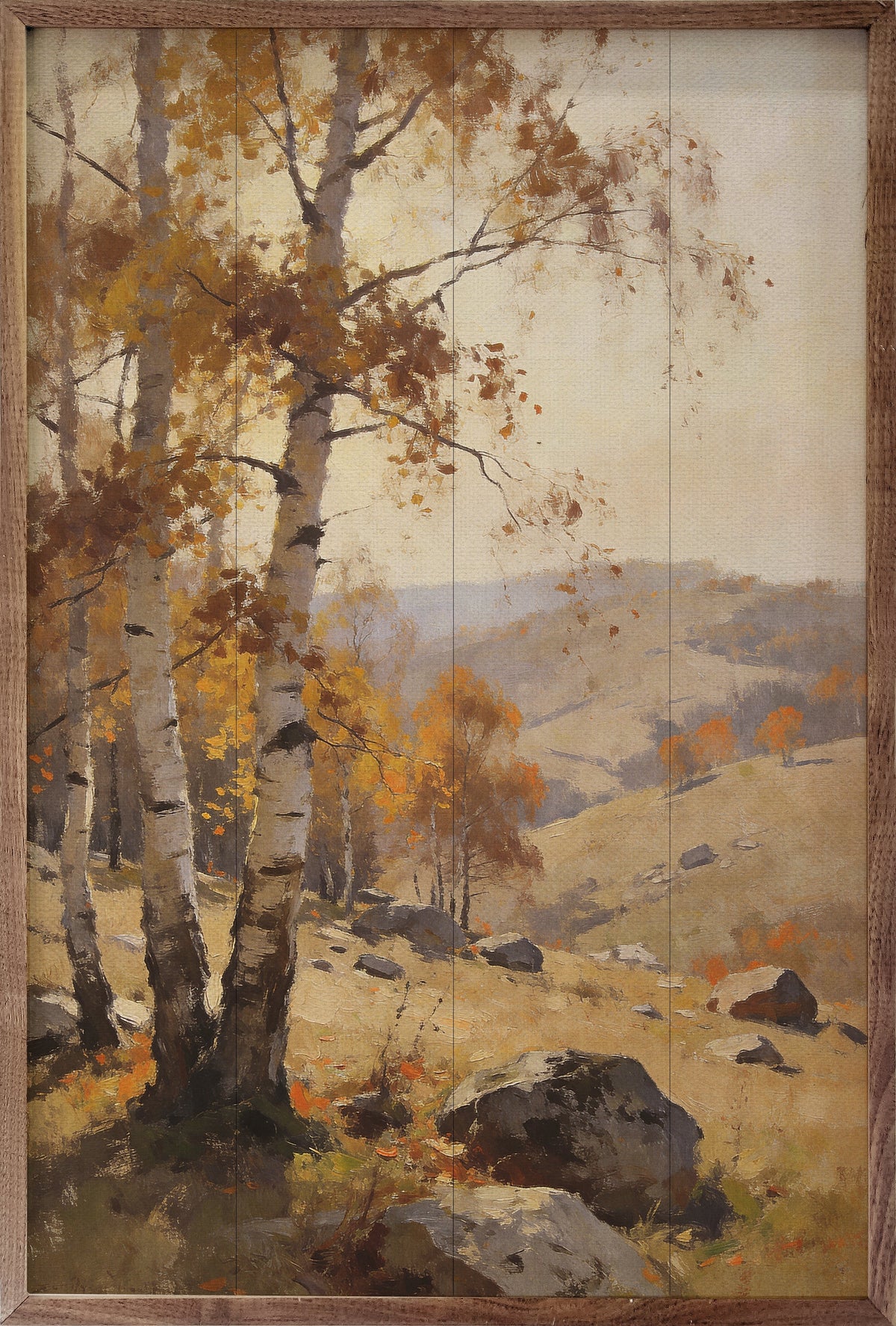 Golden Birch In Autumn Hills Printed and Framed Wall Sign
