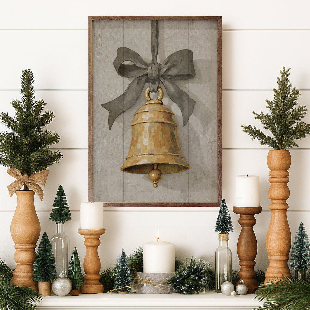Hanging Bell Ribbon Printed and Framed Wall Sign