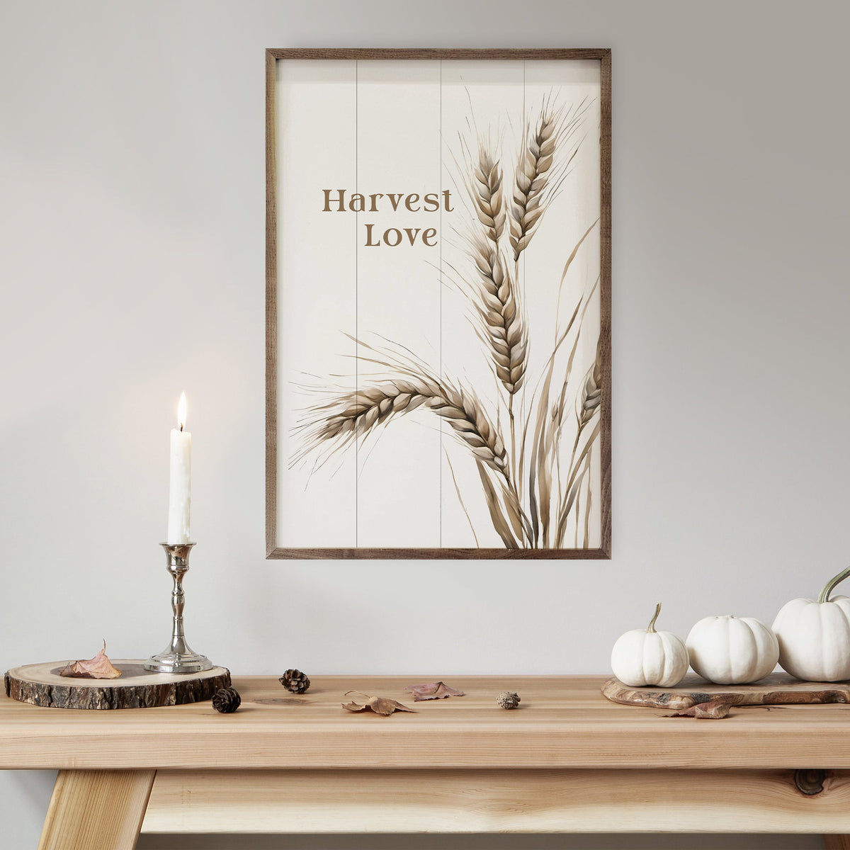 Harvest Love White Printed and Framed Wall Sign