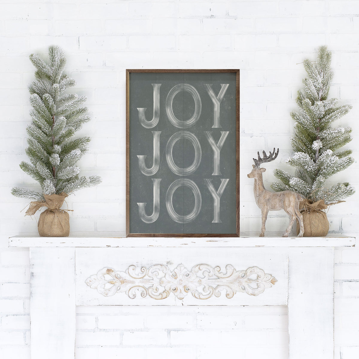 Joy On Repeat Gray Printed and Framed Wall Sign