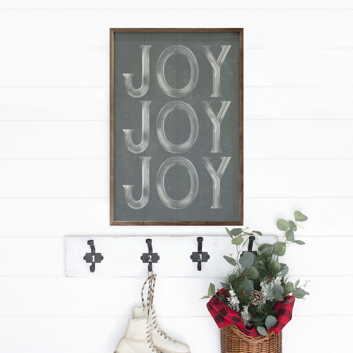 Joy On Repeat Gray Printed and Framed Wall Sign