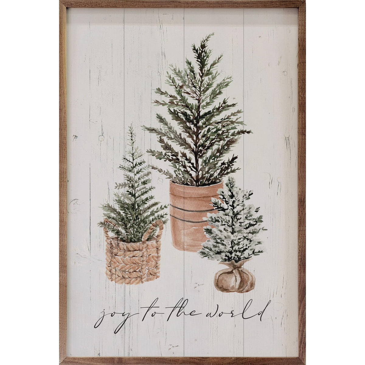 Joy To The World Three Trees Printed and Framed Wall Sign
