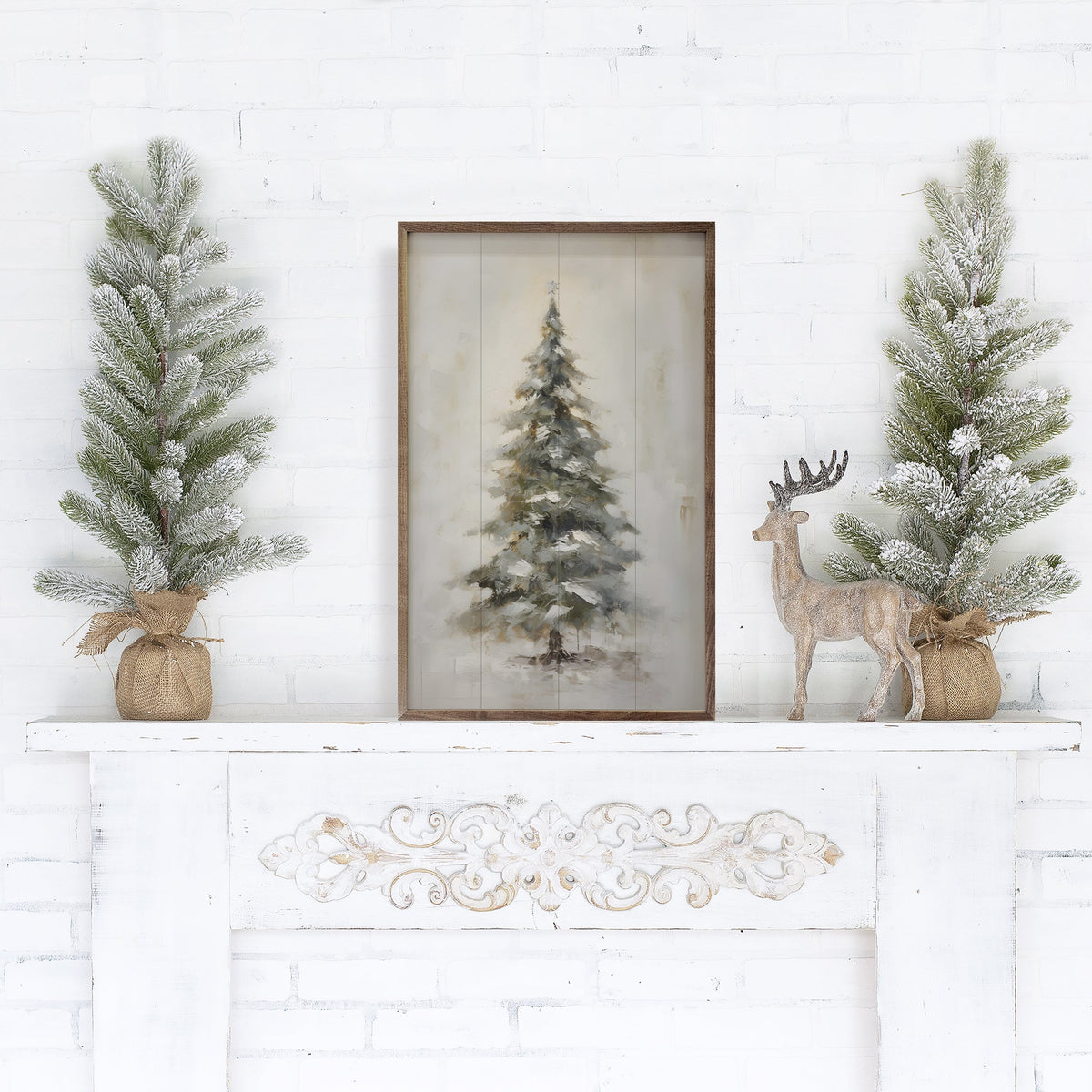 Pine Tree With Star By Petals Prints Designs Printed and Framed Wall Sign