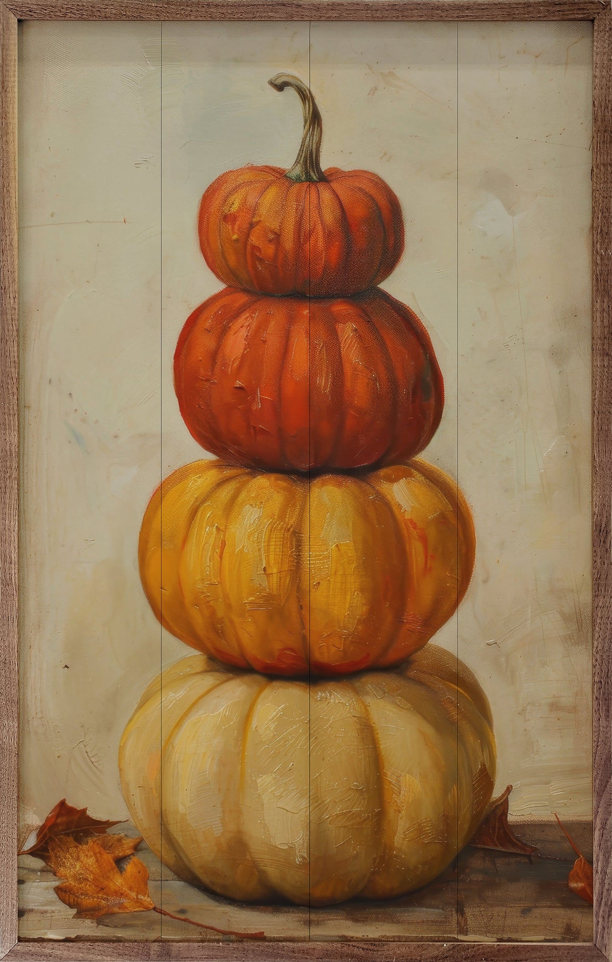 Pumpkin Stack By Petals Prints Design Printed and Framed Wall Sign