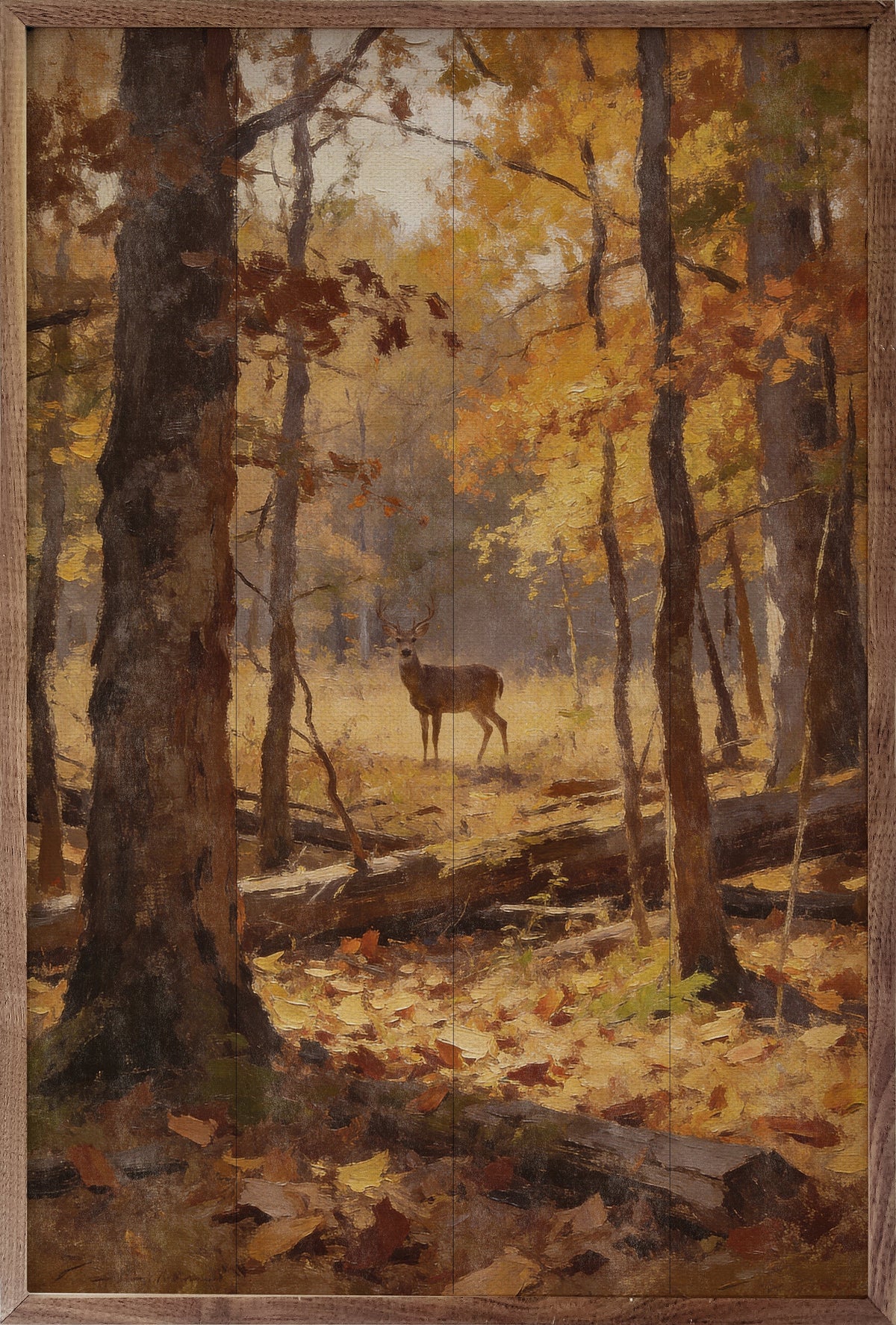 Quiet Deer In Autumn Woods Printed and Framed Wall Sign
