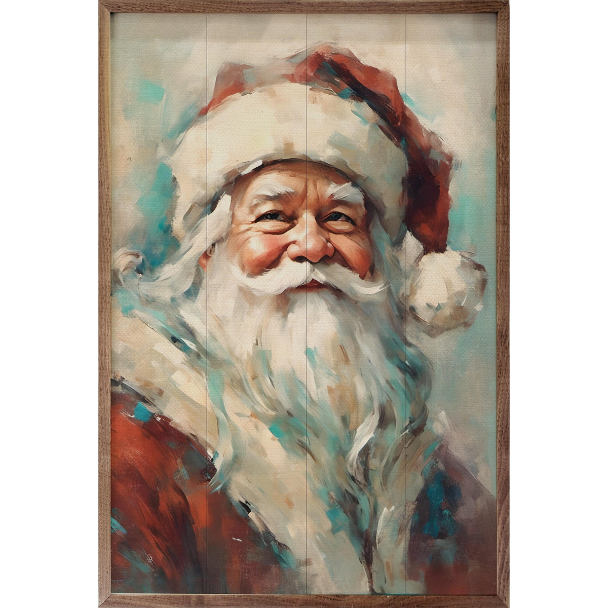 Red Santa Portrait Printed and Framed Wall Sign