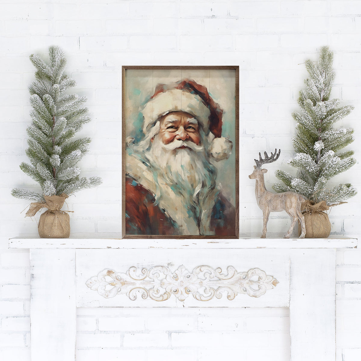 Red Santa Portrait Printed and Framed Wall Sign