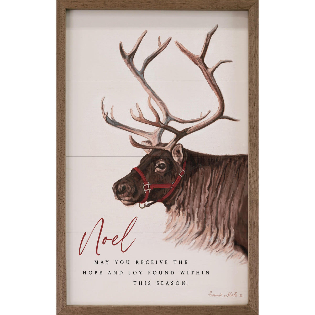 Reindeer Noel By Bonnie Mohr Printed and Framed Wall Sign