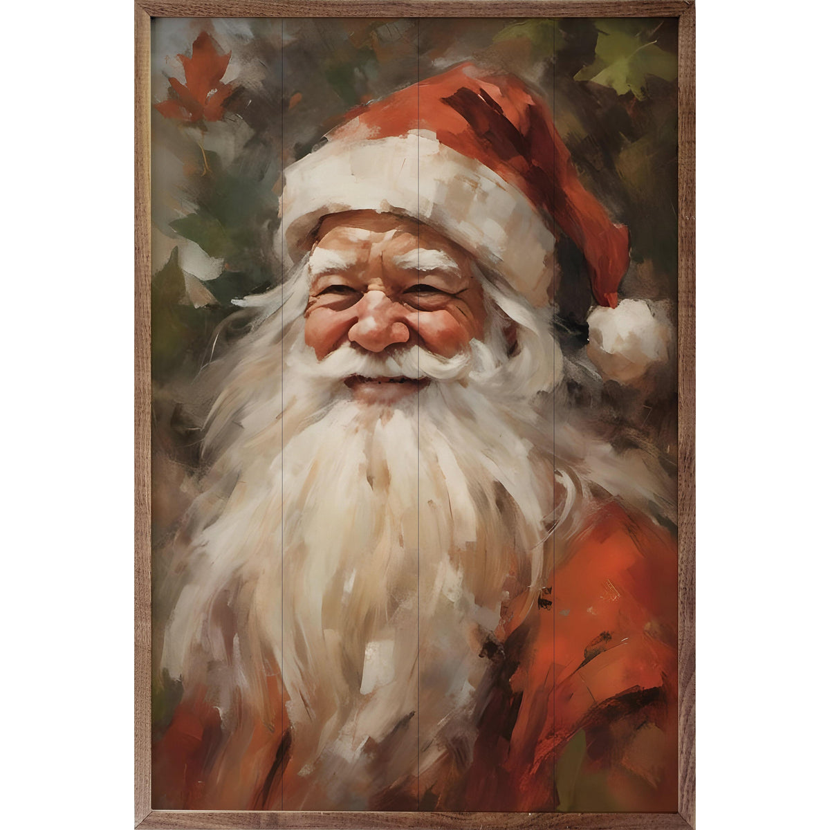 Santa Portrait In Red Printed and Framed Wall Sign