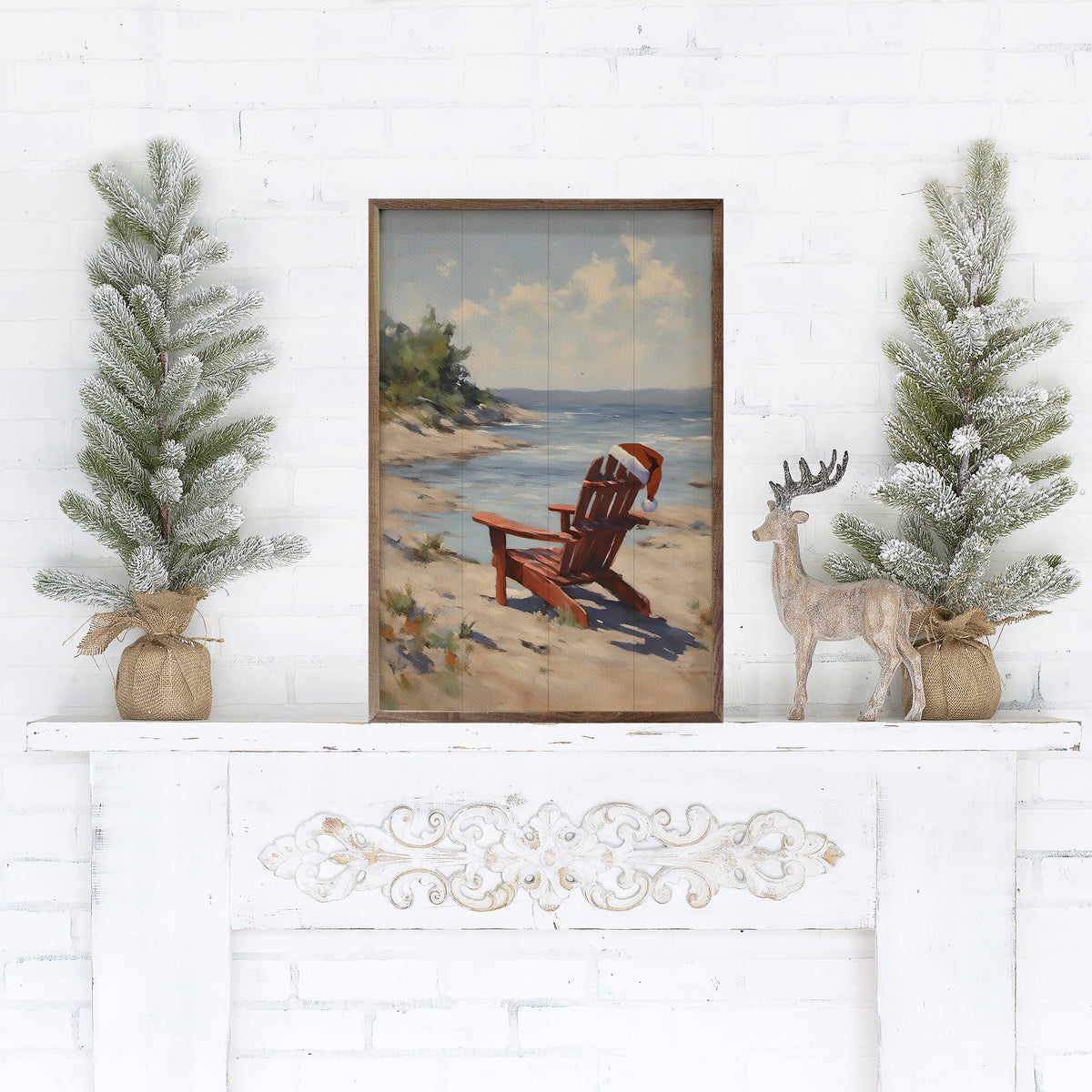Santa's Beach Chair Printed and Framed Wall Sign