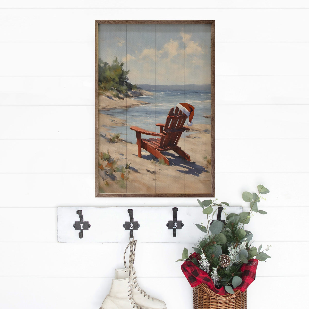 Santa's Beach Chair Printed and Framed Wall Sign