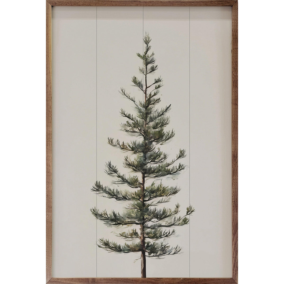 Single Pine Tree White Printed and Framed Wall Sign