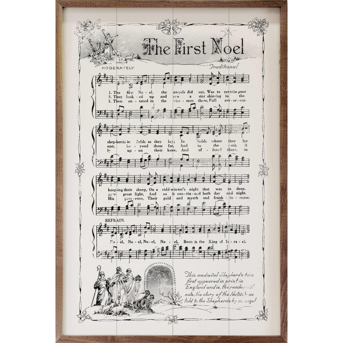 The First Noel Sheet Music Printed and Framed Wall Sign