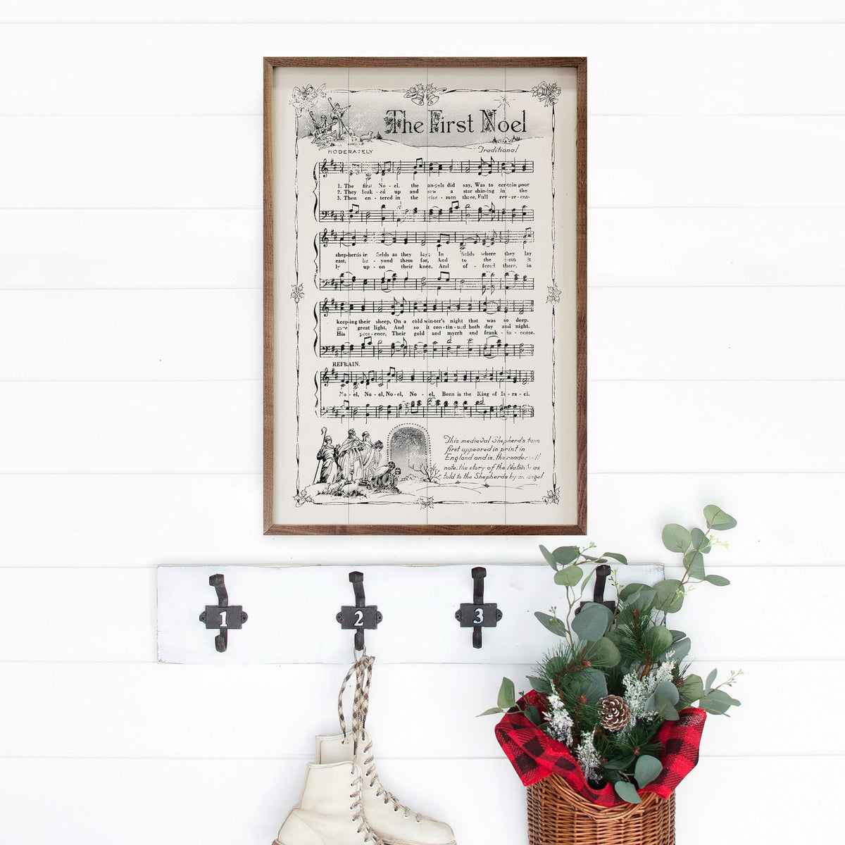 The First Noel Sheet Music Printed and Framed Wall Sign