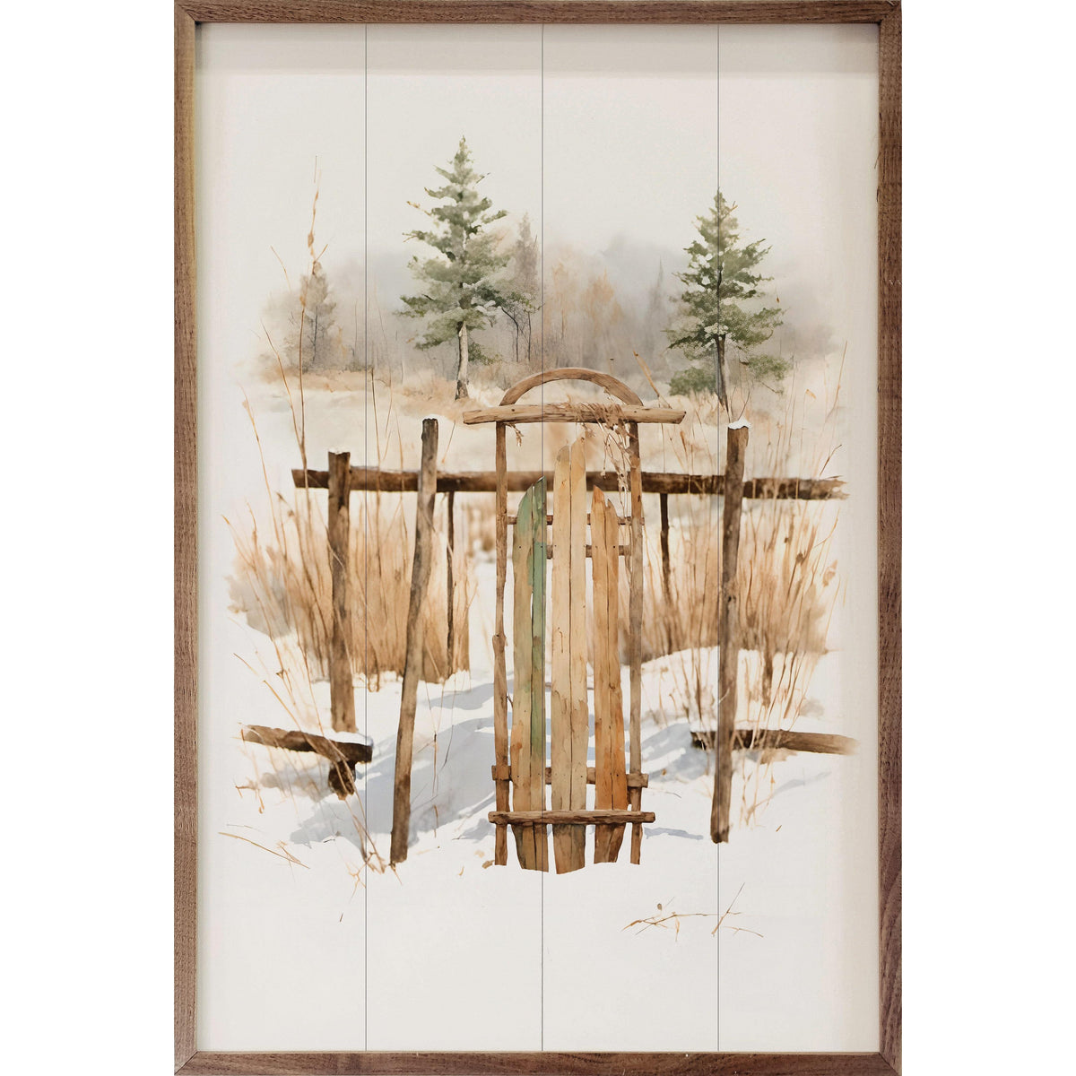 Vintage Sleigh Resting Printed and Framed Wall Sign