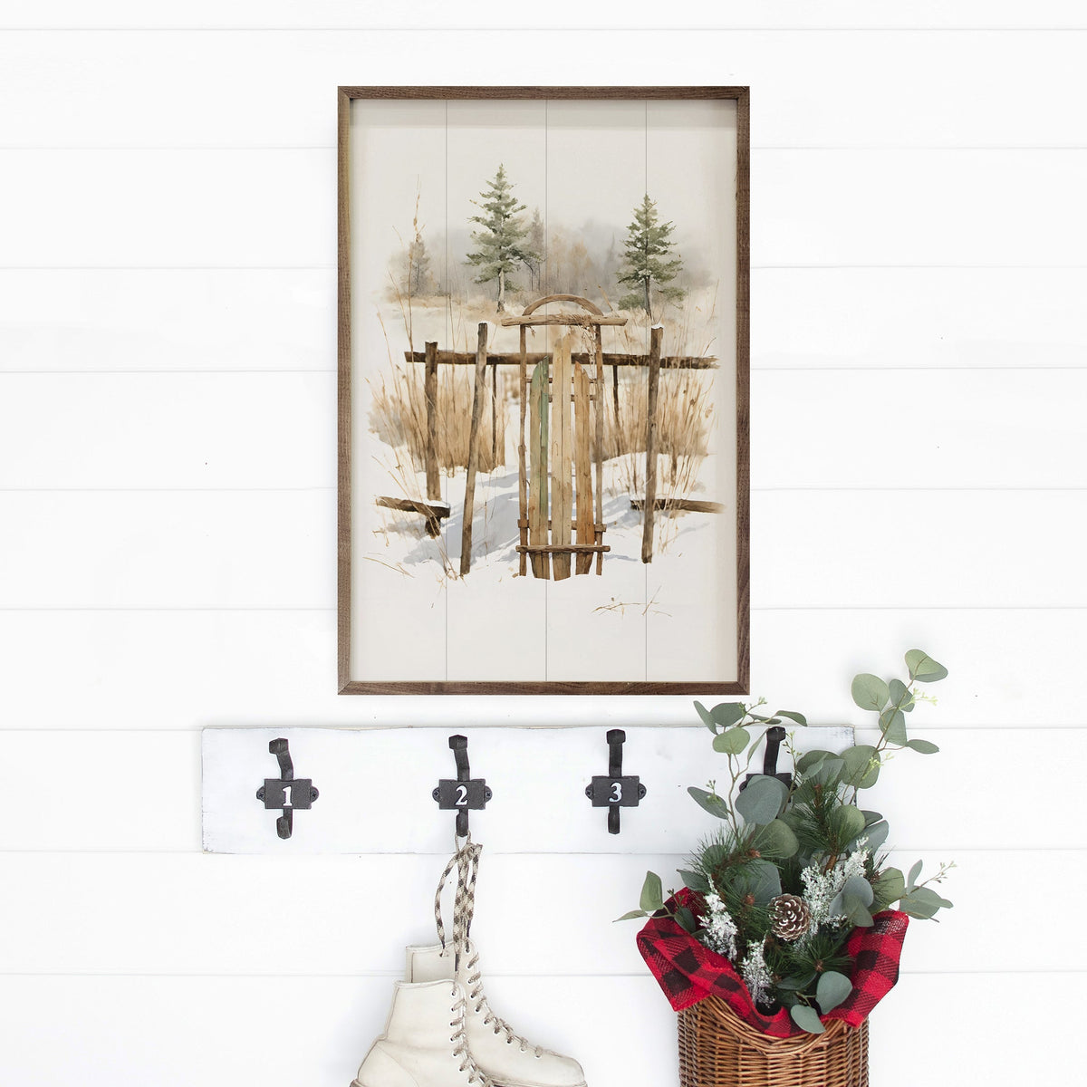 Vintage Sleigh Resting Printed and Framed Wall Sign