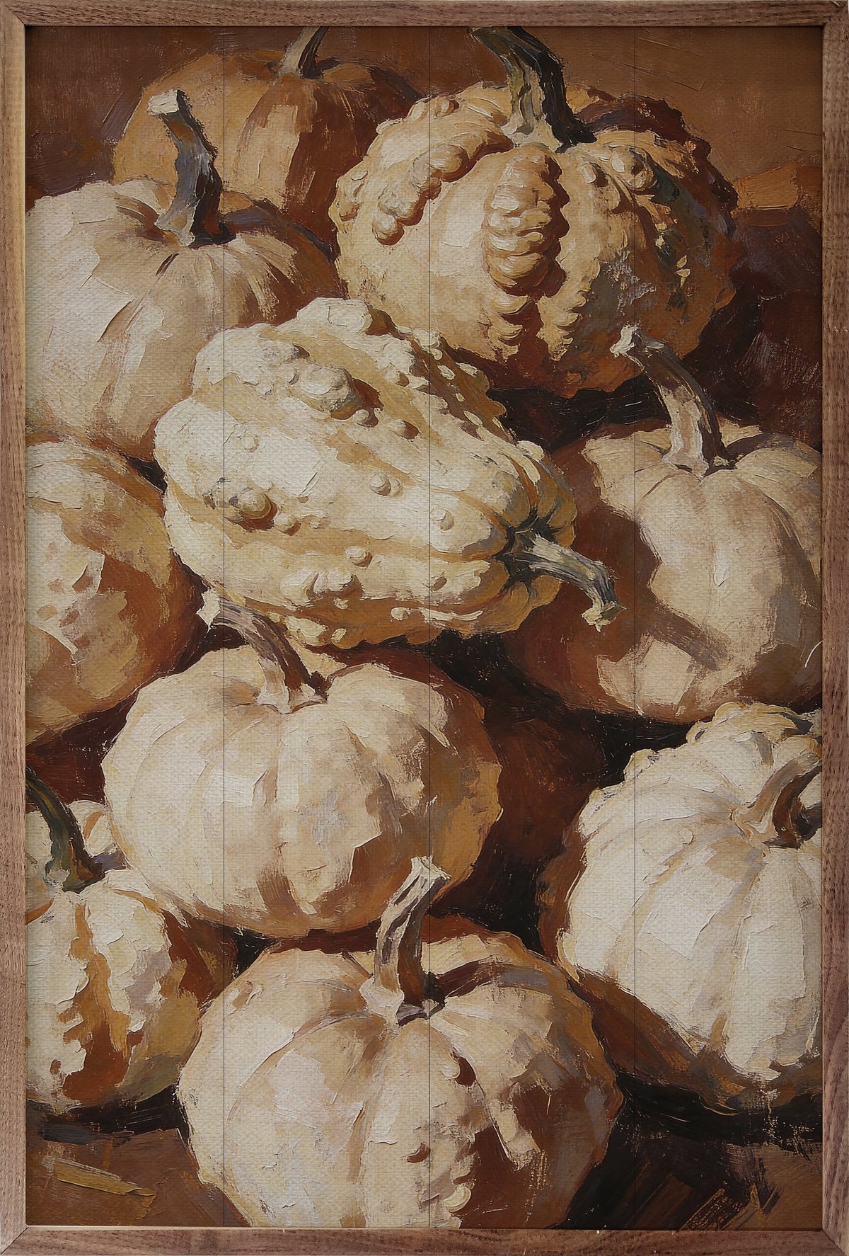 White Heirloom Gourd Cluster Printed and Framed Wall Sign