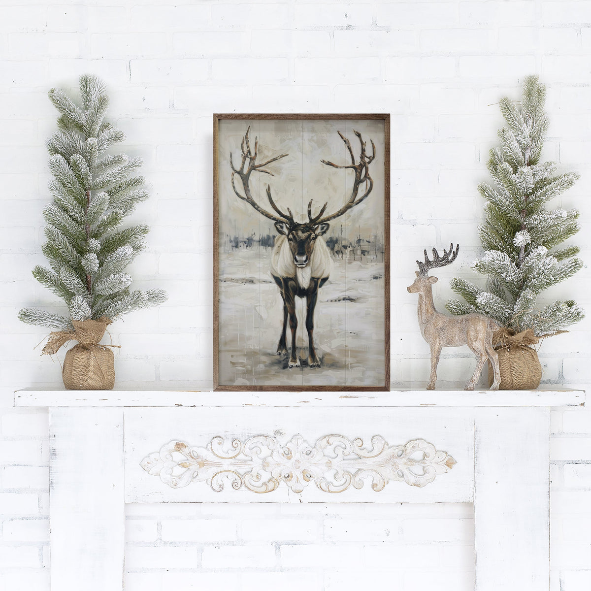Wild Reindeer IV By Petals Prints Design Printed and Framed Wall Sign