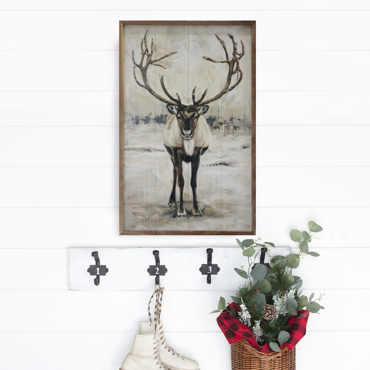 Wild Reindeer IV By Petals Prints Design Printed and Framed Wall Sign