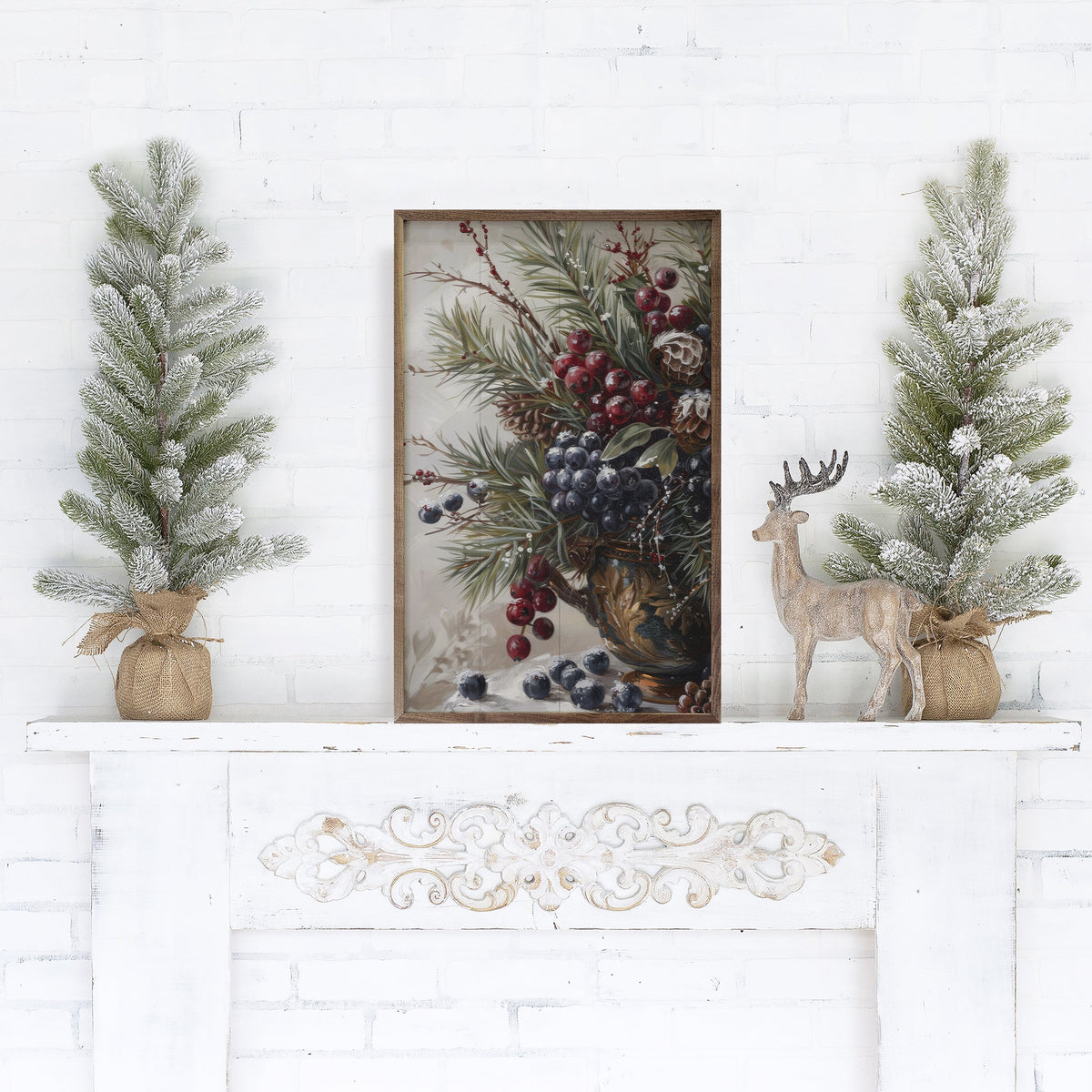 Winterberry Mix IV By Petals Prints Design Printed and Framed Wall Sign