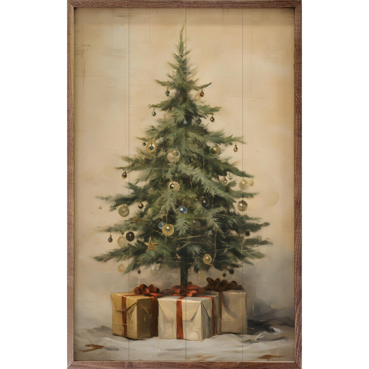 Christmas Tree With Presents II By Petals Prints Designs Printed and Framed Wall Sign