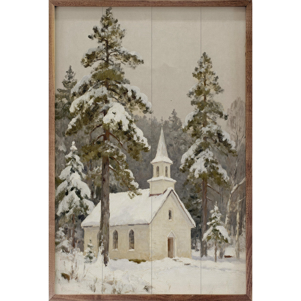 Church In Snowfall Printed and Framed Wall Sign