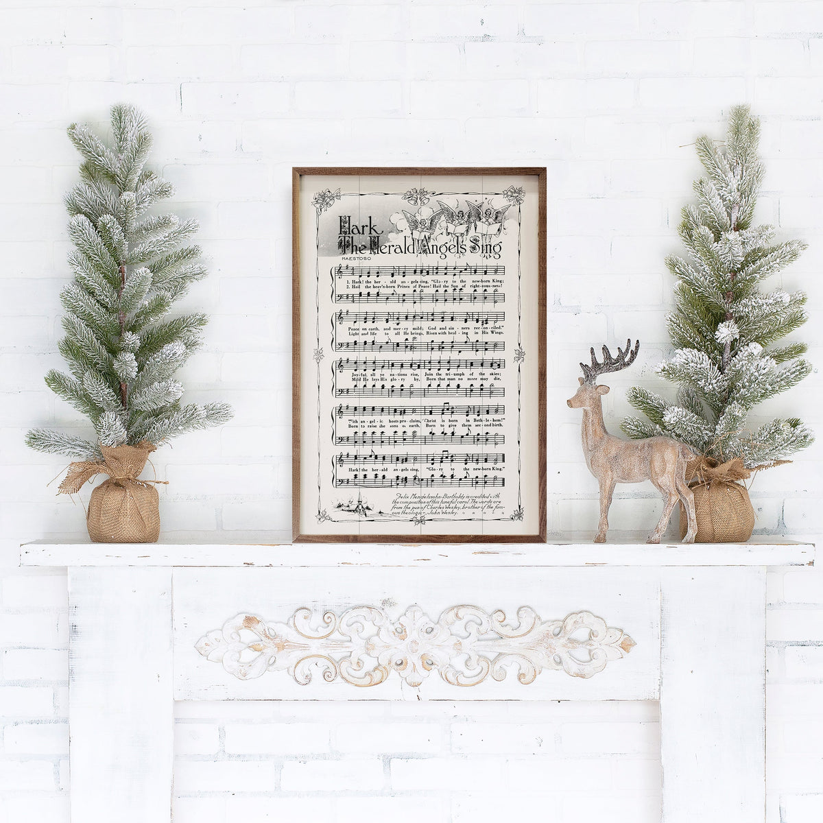 Hark The Herald Angels Sing Sheet Music Printed and Framed Wall Sign