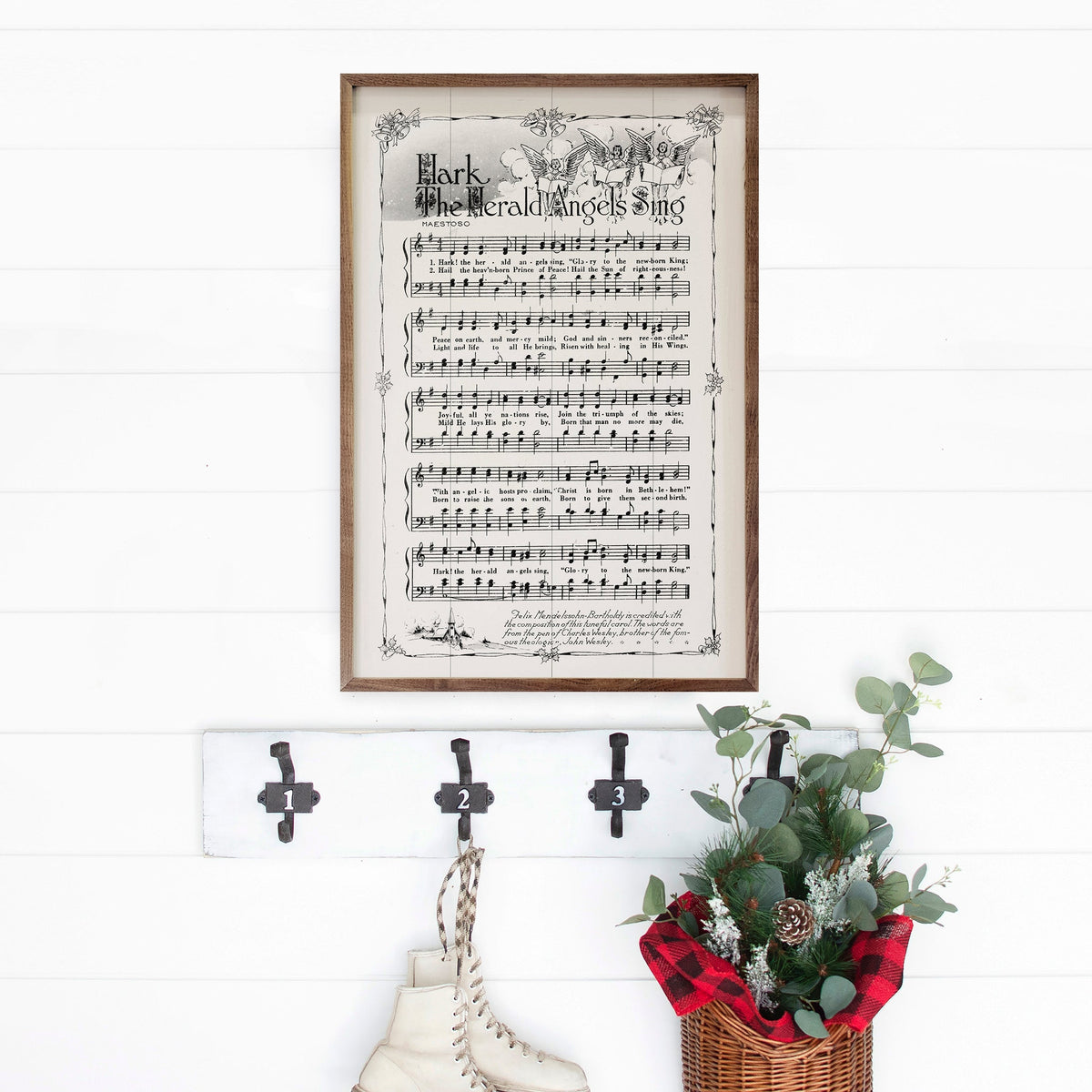 Hark The Herald Angels Sing Sheet Music Printed and Framed Wall Sign