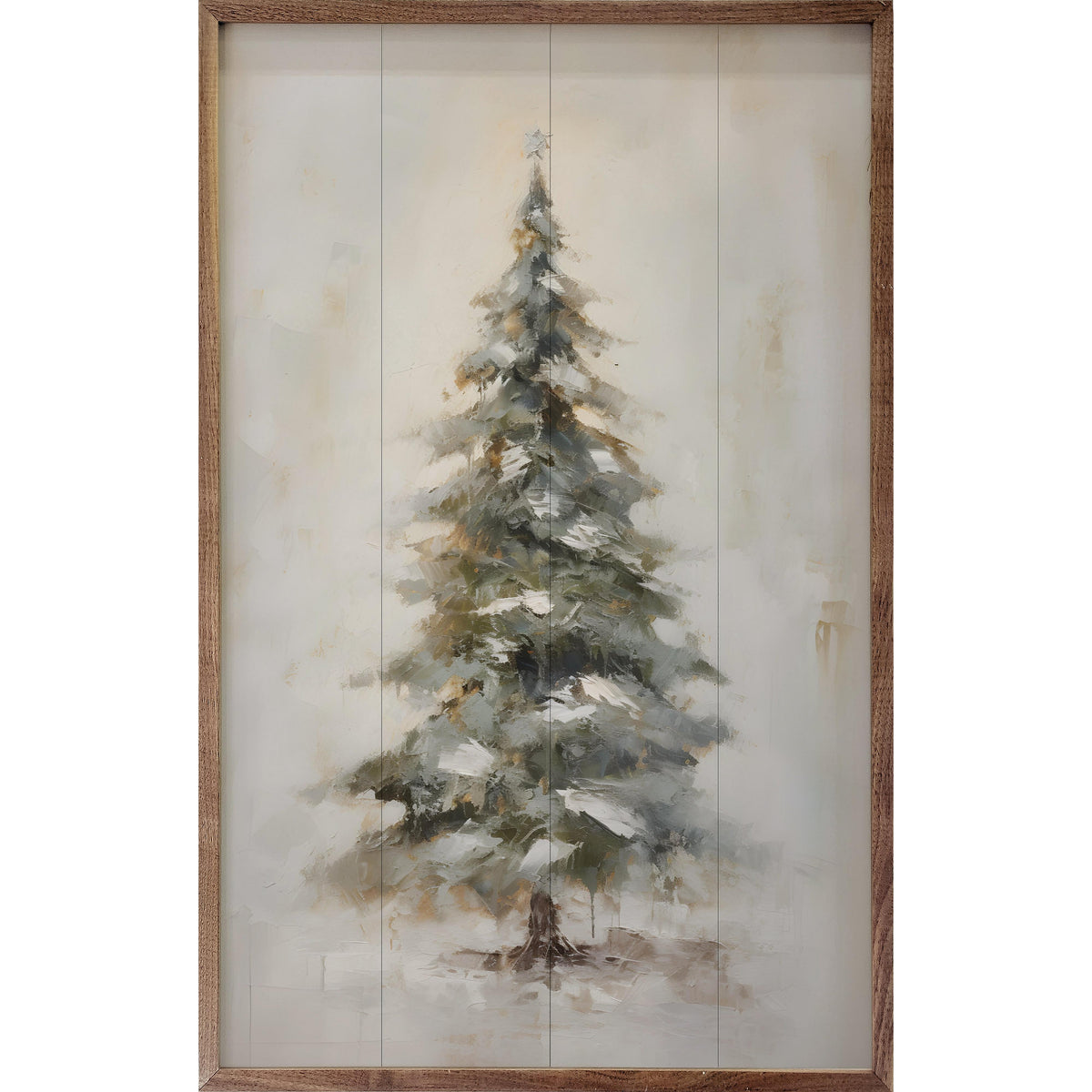 Pine Tree With Star By Petals Prints Designs Printed and Framed Wall Sign