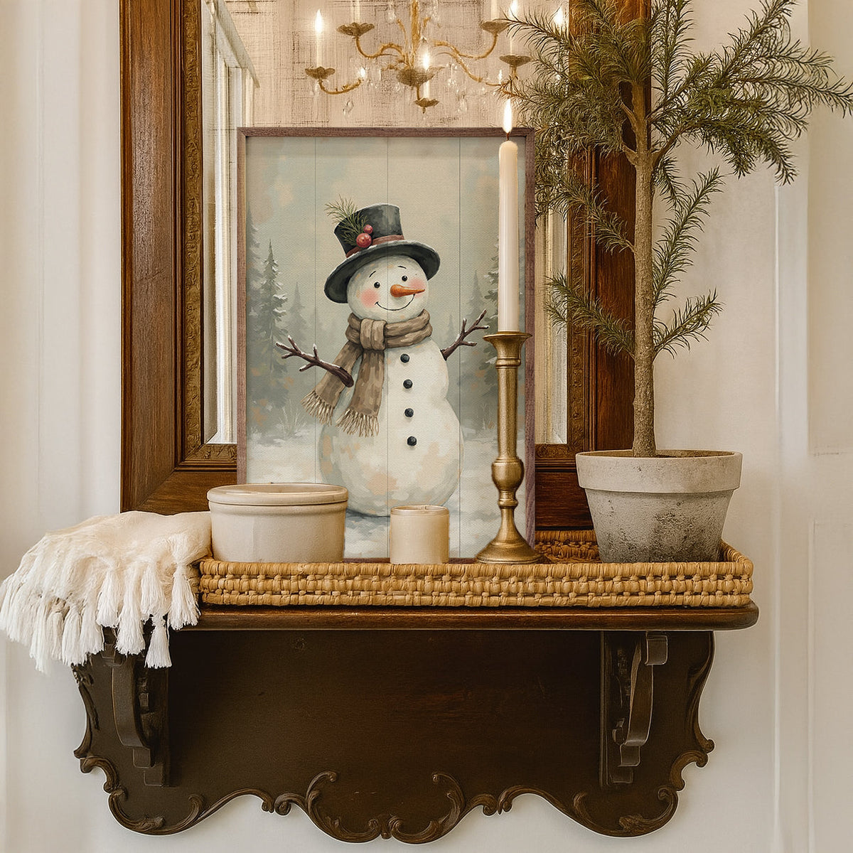 Snowman Printed and Framed Wall Sign