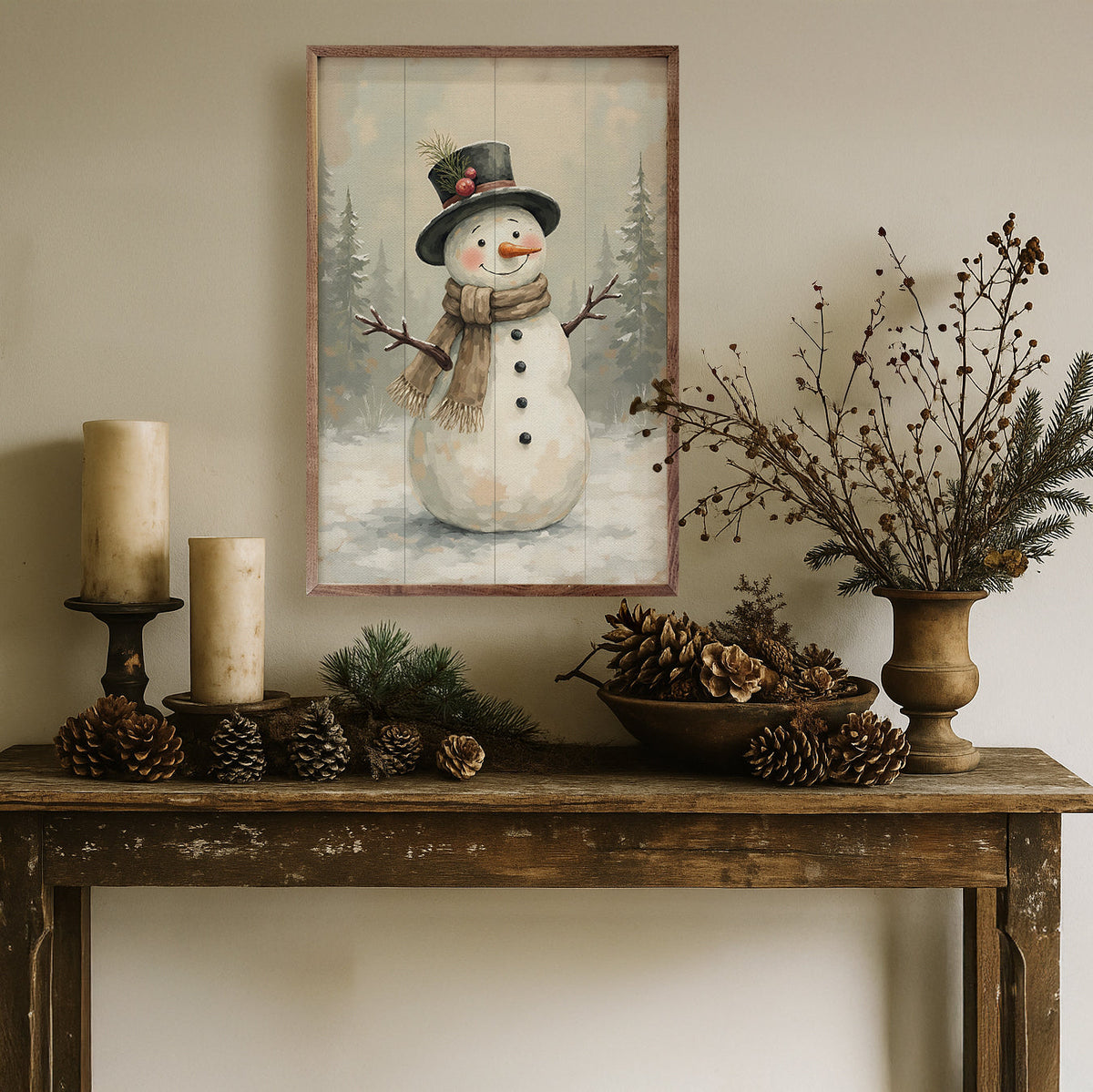 Snowman Printed and Framed Wall Sign
