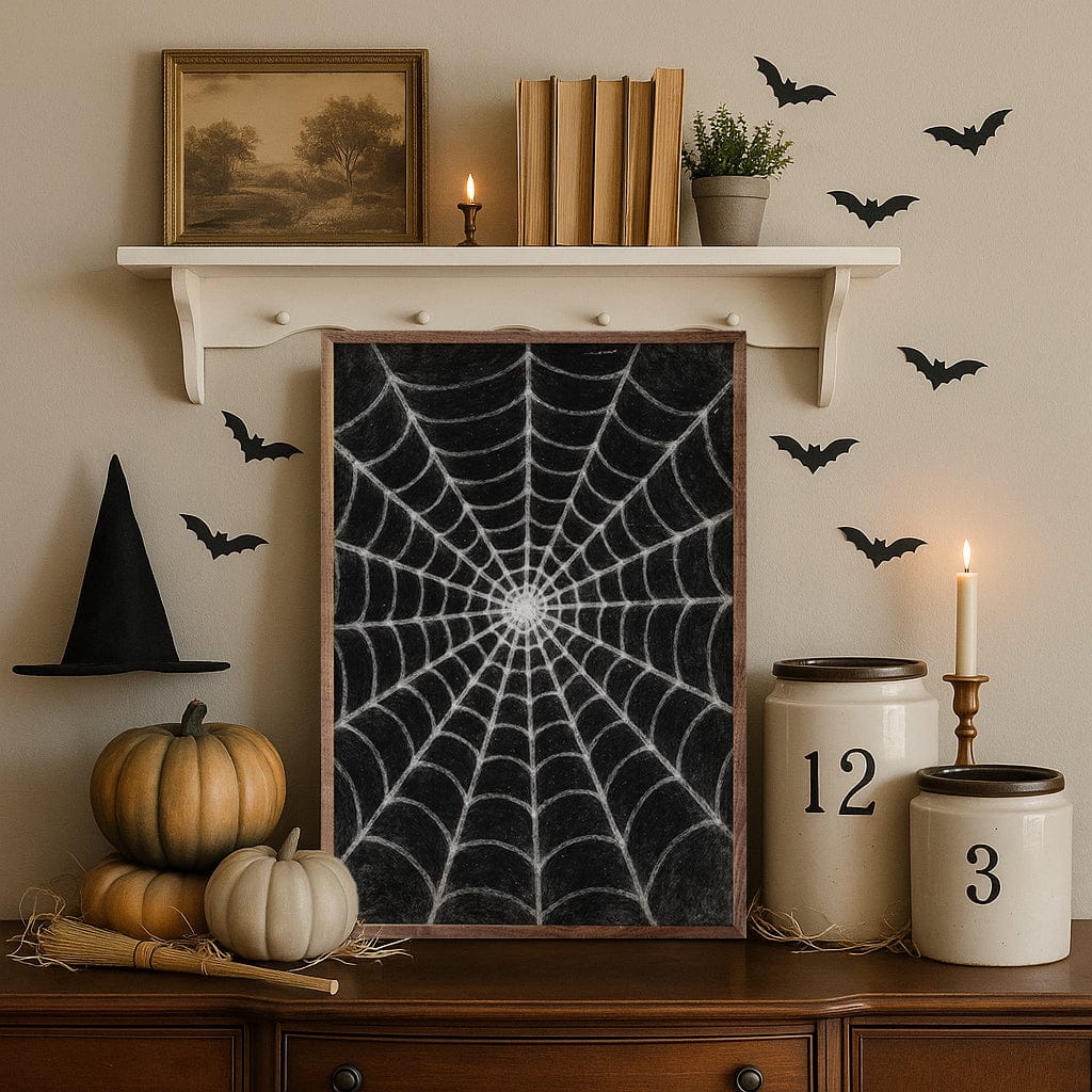 Spider Web Printed and Framed Wall Sign