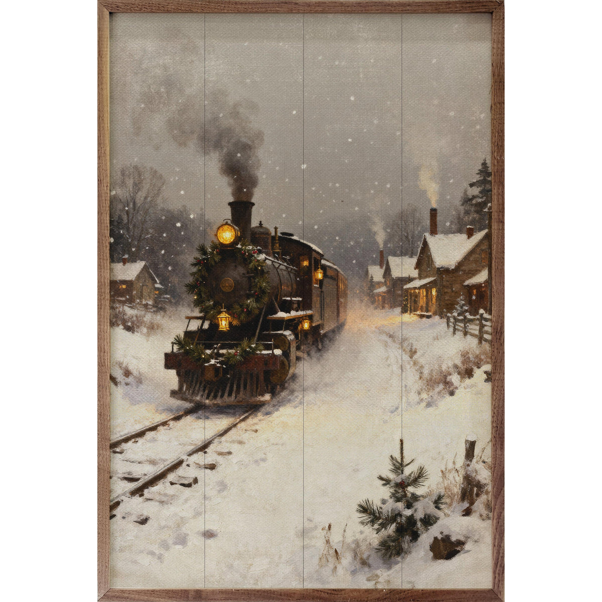 Train In Snow Printed and Framed Wall Sign