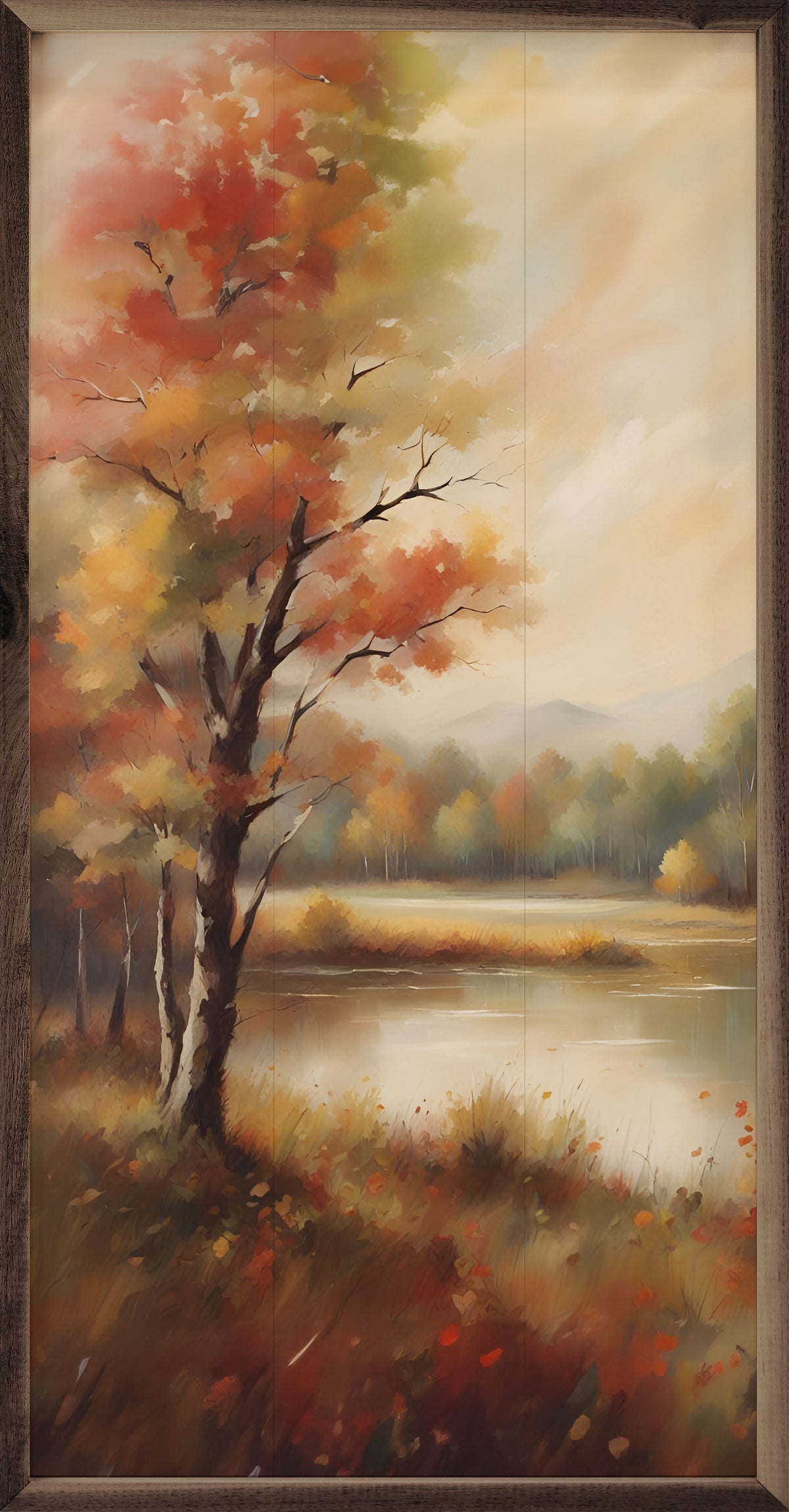 Autumn Trees Near Lake Printed and Framed Wall Sign