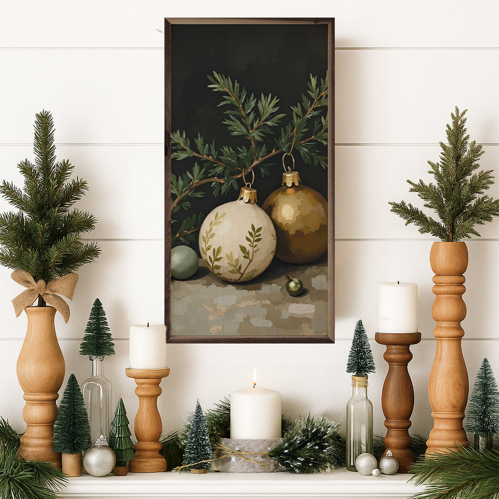Gold And White Ornament Printed and Framed Wall Sign