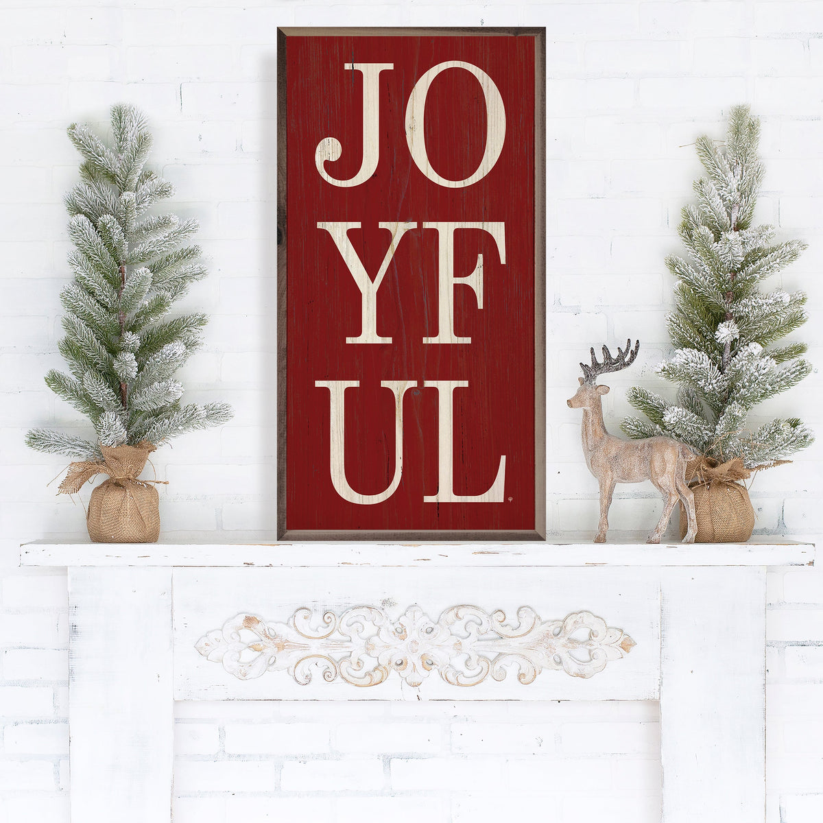Joyful Red Printed and Framed Wall Sign
