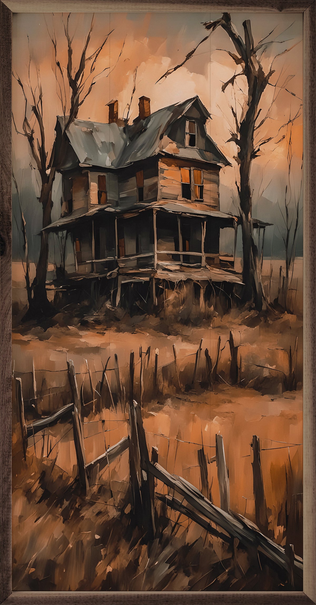 Old House With Big Porch Printed and Framed Wall Sign