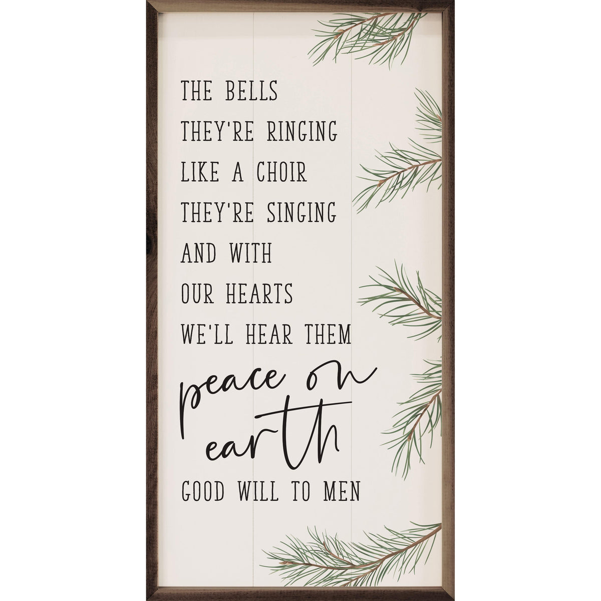 Peace On Earth Good Will To Men White Printed and Framed Wall Sign