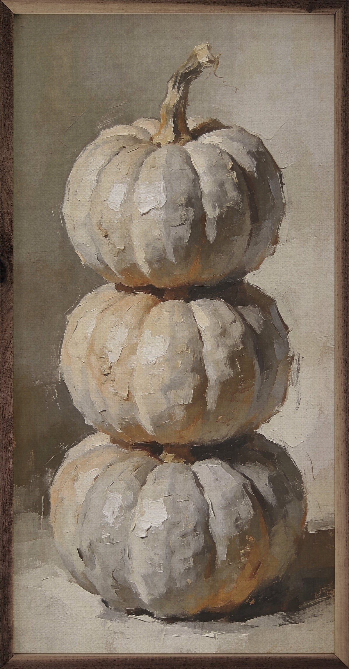 Soft Gray Pumpkin Stack Printed and Framed Wall Sign