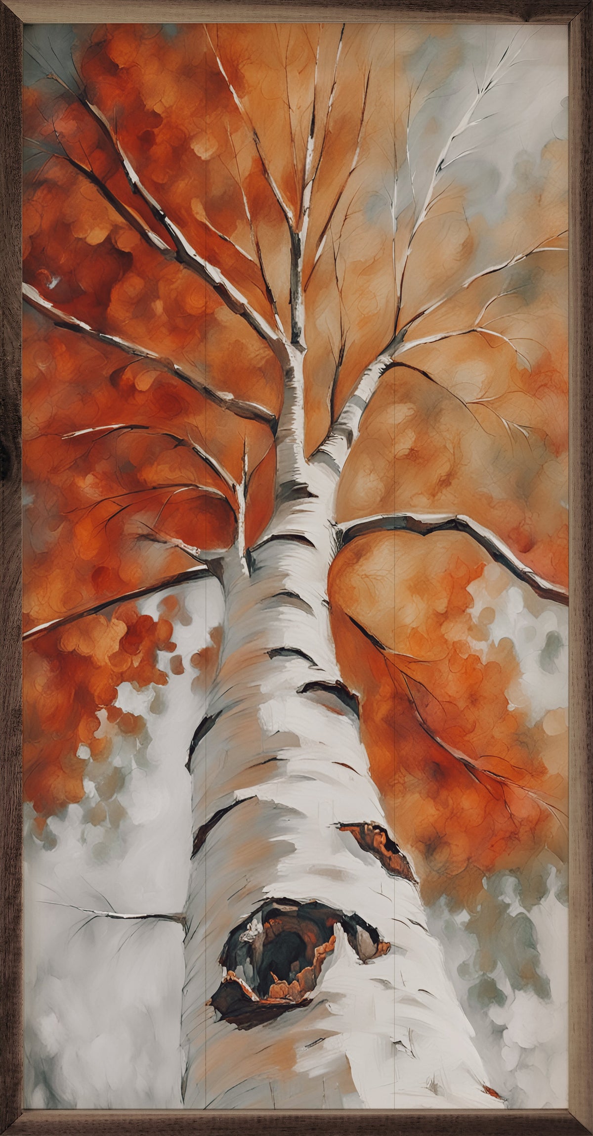 Tall Fall Birch Tree Printed and Framed Wall Sign