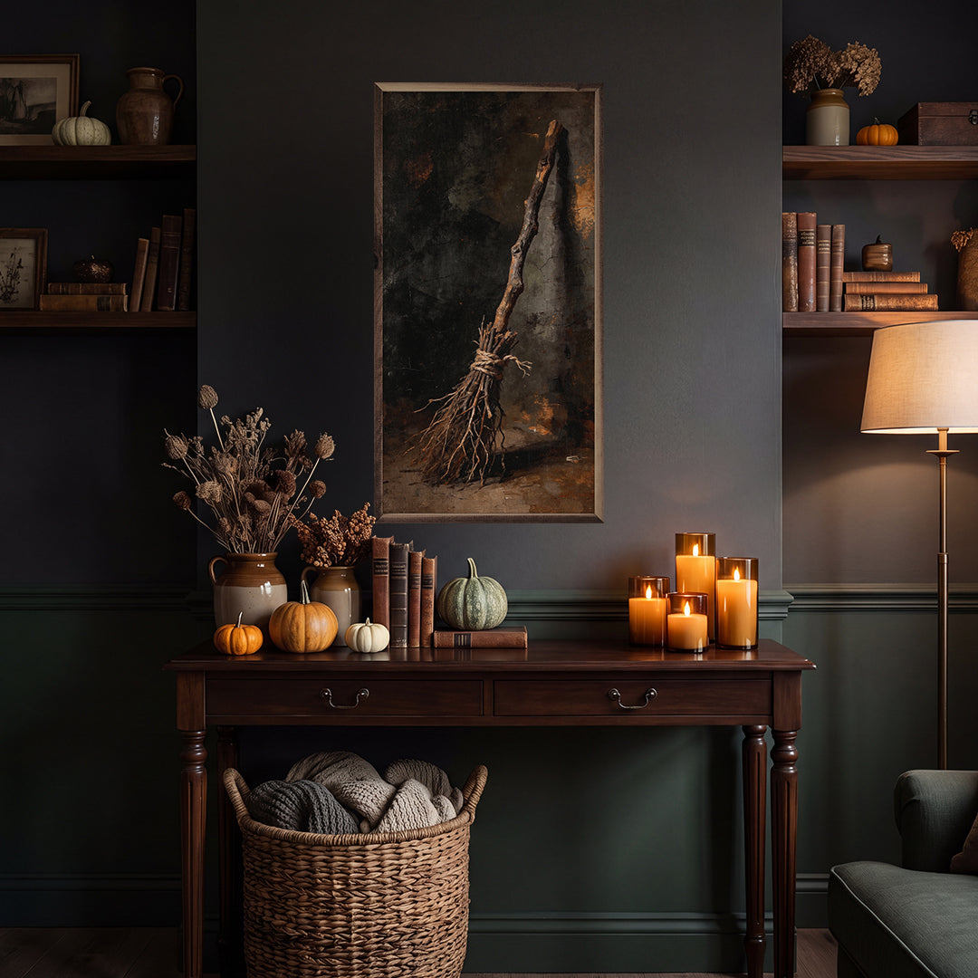 The Witch Broom Printed and Framed Wall Sign