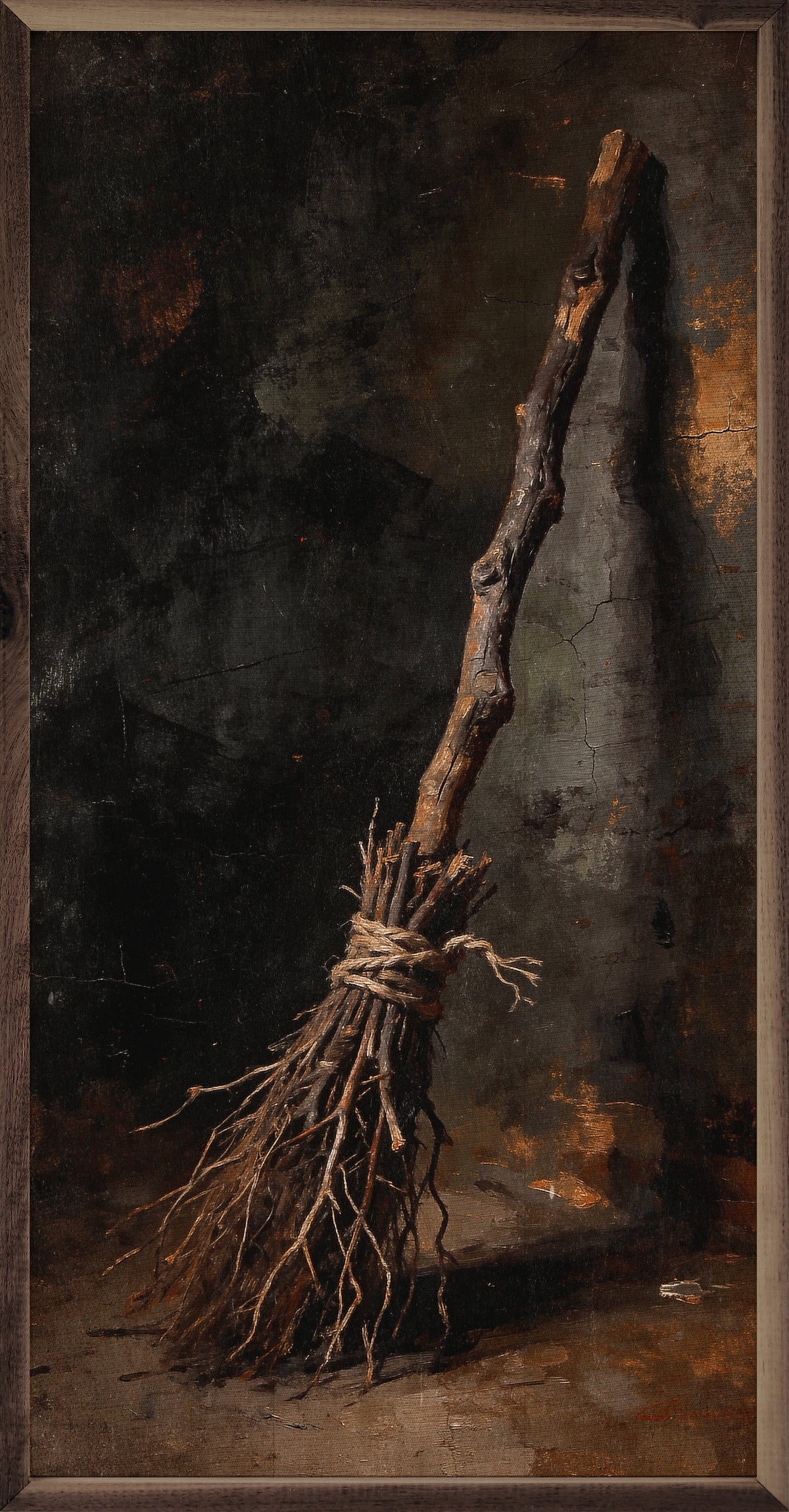 The Witch Broom Printed and Framed Wall Sign