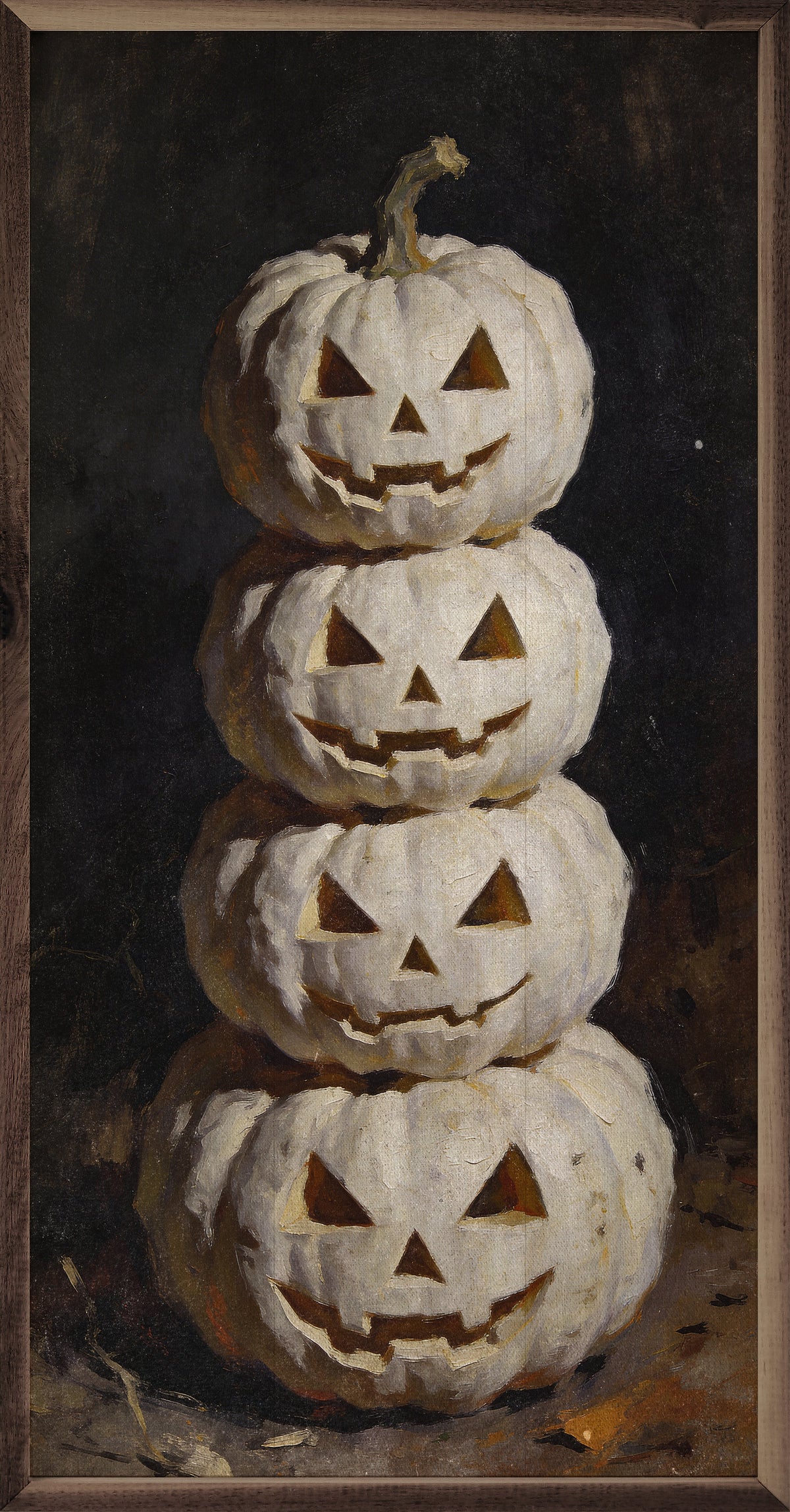 White Jack O Lantern Stack Printed and Framed Wall Sign