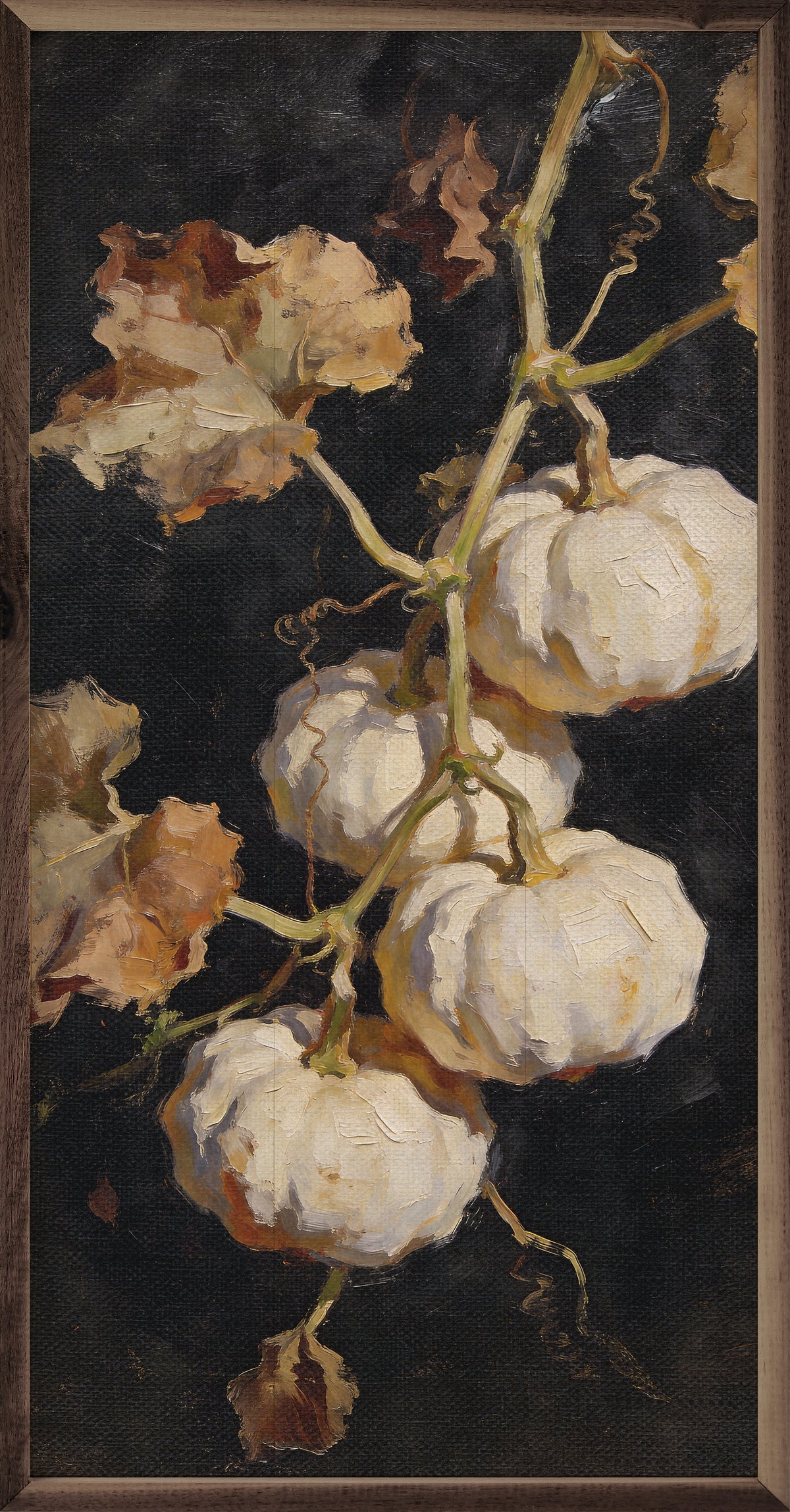 White Pumpkins On The Vine Printed and Framed Wall Sign